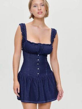 Frankie's Bikinis Navy Denim Mini Dress